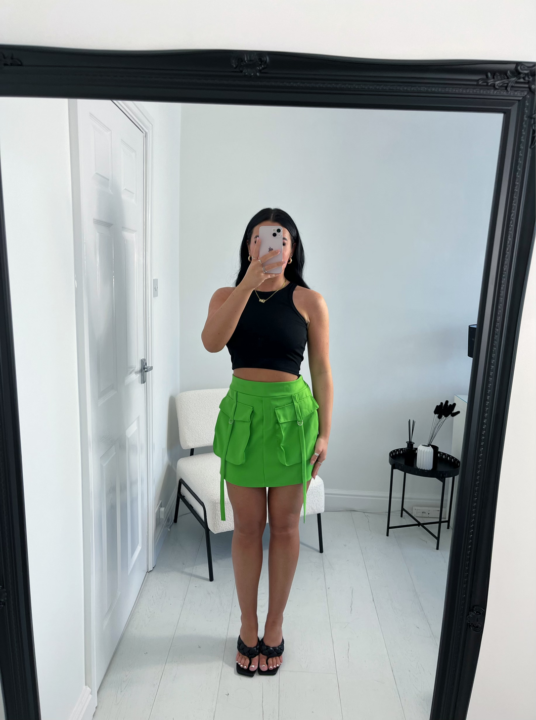 BETHANY Green Cargo Skirt