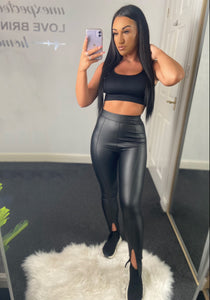 KOKO Leather Look Split Hem Trousers