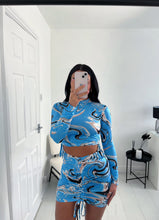 Load image into Gallery viewer, SAMMIE Blue Swirl Ruched Set
