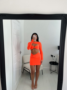 TAYLOR Neon Orange Cut Out Two Piece