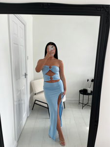 OLIVIA Baby Blue Sleeveless Cut Out Dress